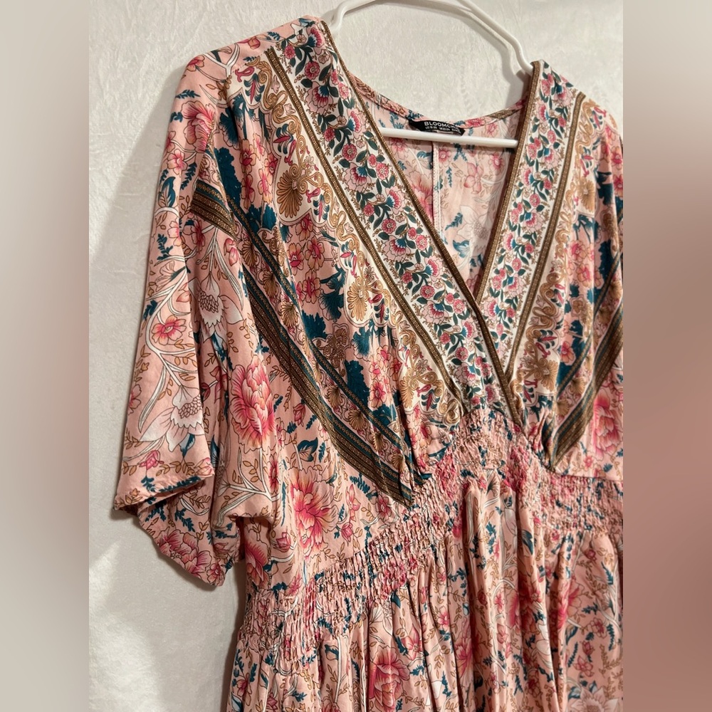 BloomChic Pink and Cream Floral Midi Dress Women’s 18-20 - Picture 3 of 4